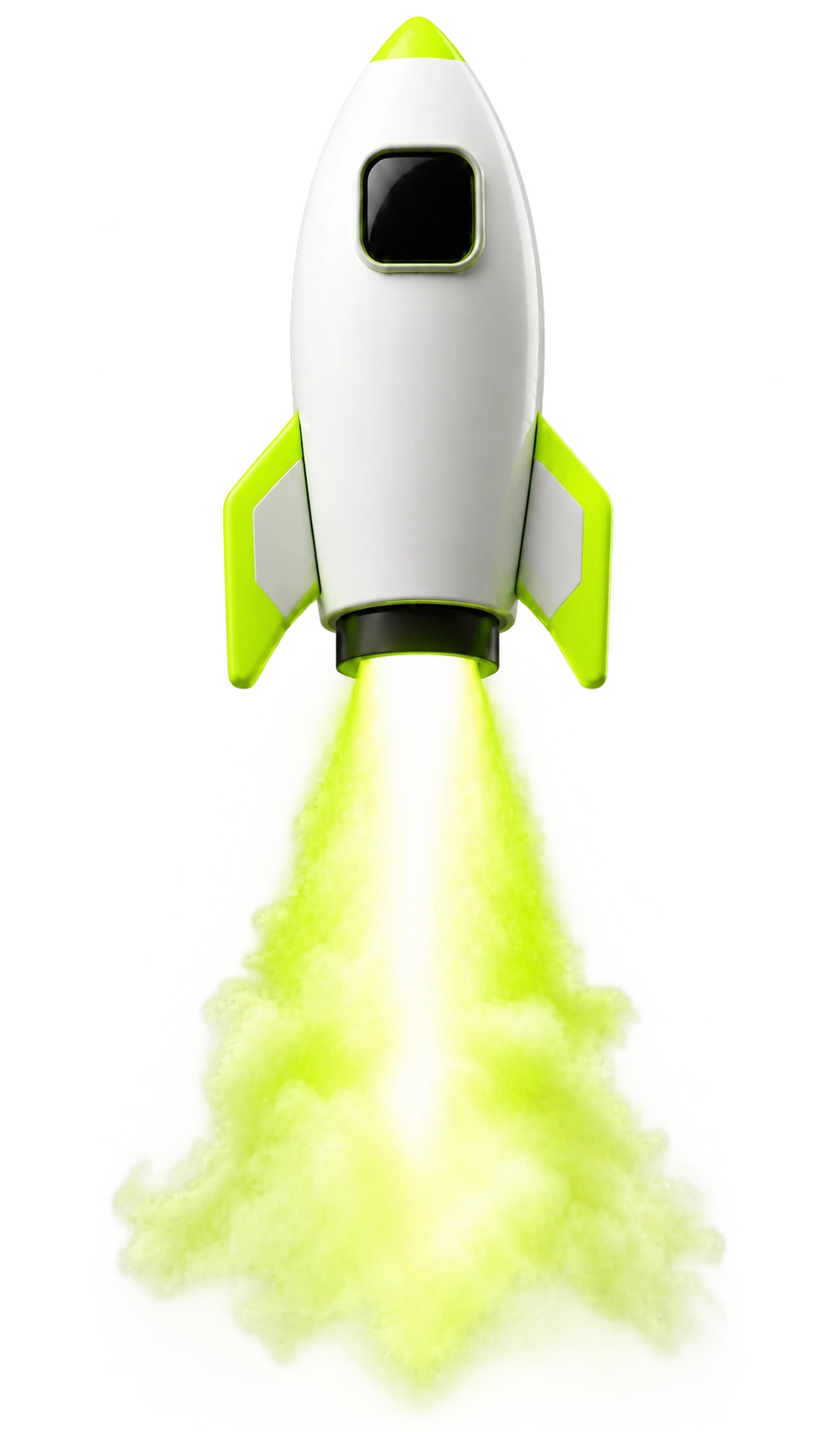 White and lime Solo Solutions rocket lifting off