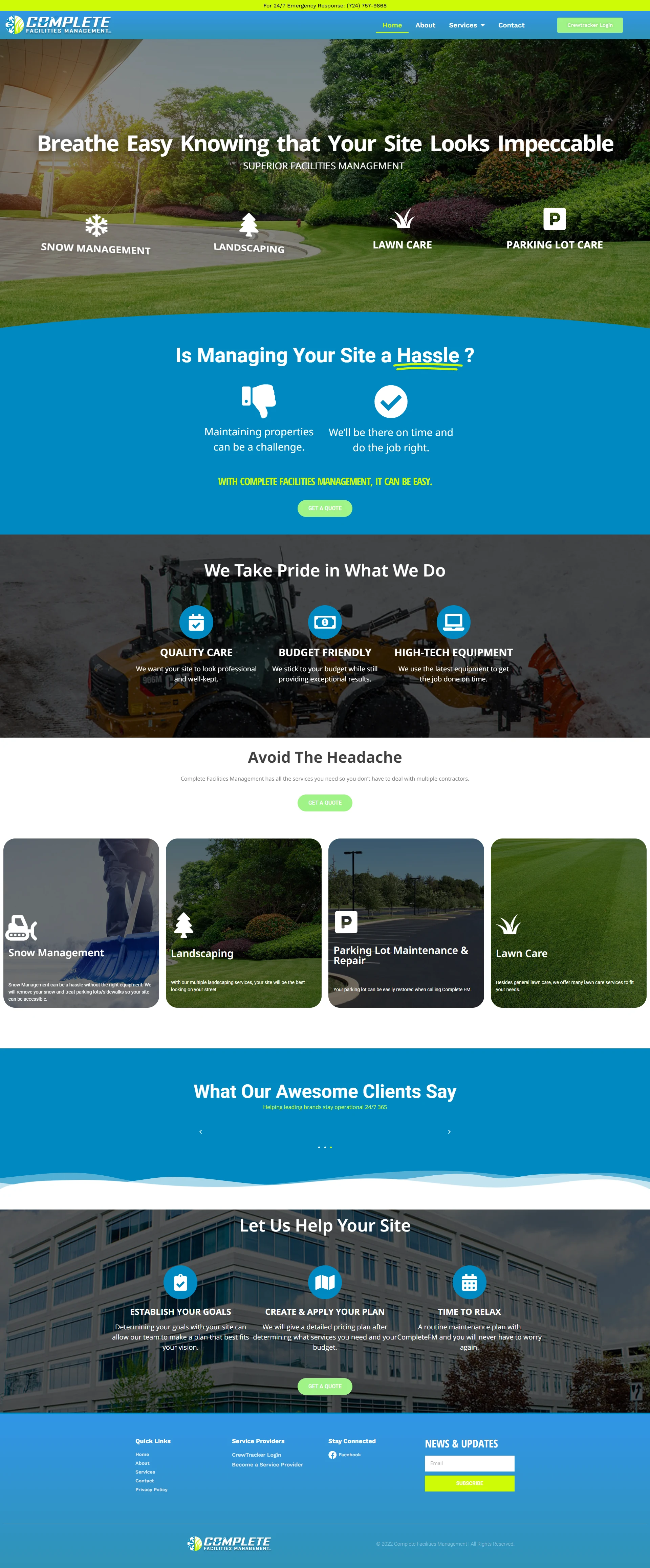 Original Complete Facilities Management homepage before the brand and website revamp